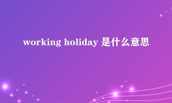 working holiday 是什么意思