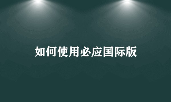 如何使用必应国际版