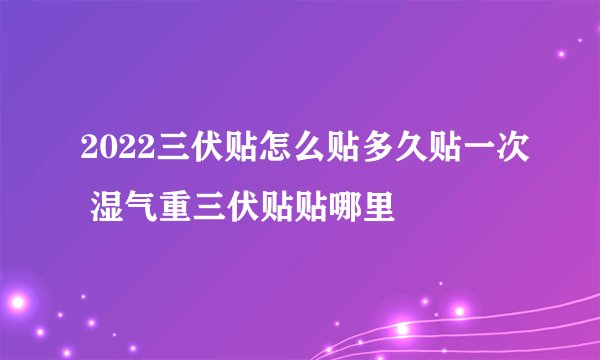 2022三伏贴怎么贴多久贴一次 湿气重三伏贴贴哪里