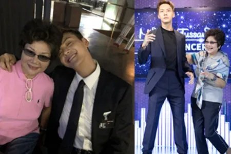 陈伟霆揭幕蜡像 微博晒照与妈妈感情好