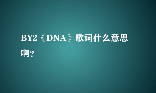 BY2《DNA》歌词什么意思啊？