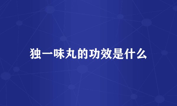 独一味丸的功效是什么