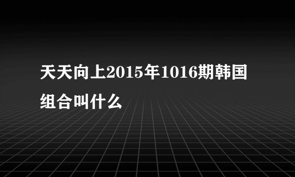 天天向上2015年1016期韩国组合叫什么