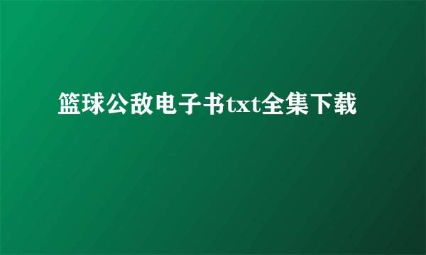 篮球公敌电子书txt全集下载