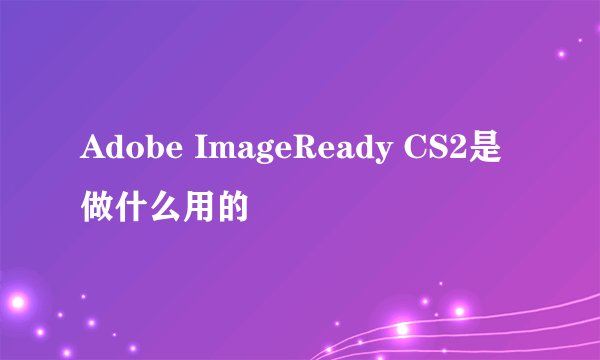Adobe ImageReady CS2是做什么用的