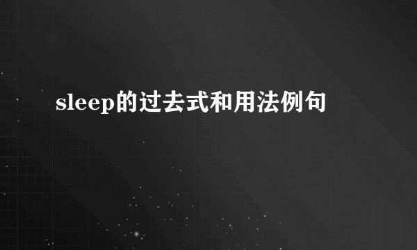 sleep的过去式和用法例句