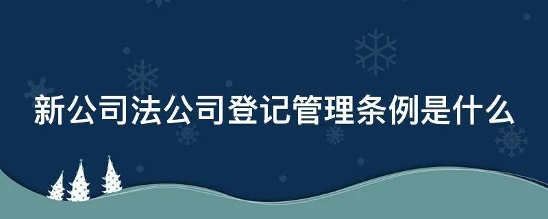新公司法公司登记管理条例是什么