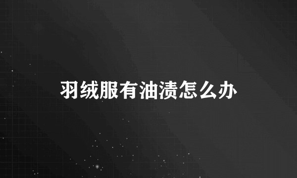 羽绒服有油渍怎么办