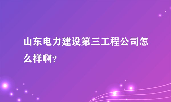 山东电力建设第三工程公司怎么样啊？