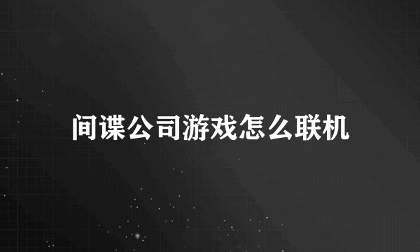 间谍公司游戏怎么联机