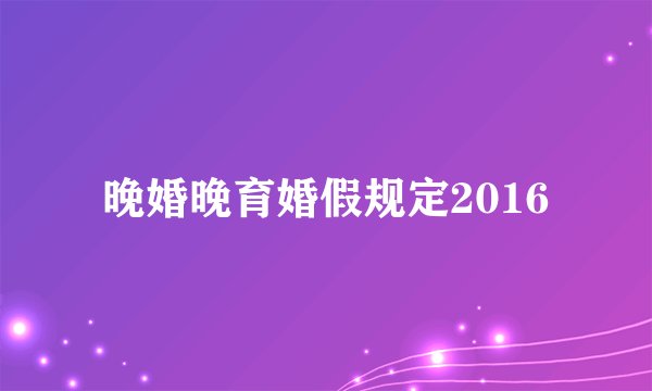 晚婚晚育婚假规定2016