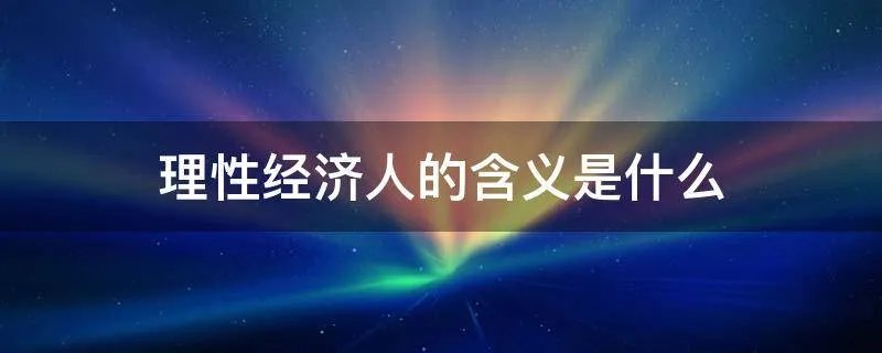 理性经济人的含义是什么