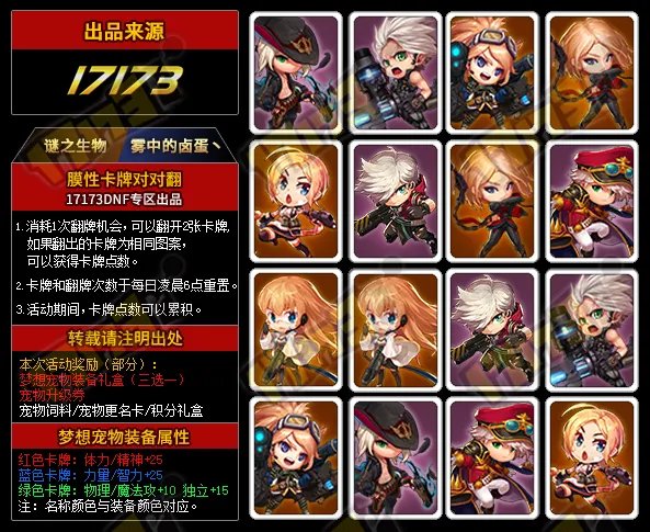 10秒轻松找到对应组合 DNF魔性卡牌对对翻答案2017