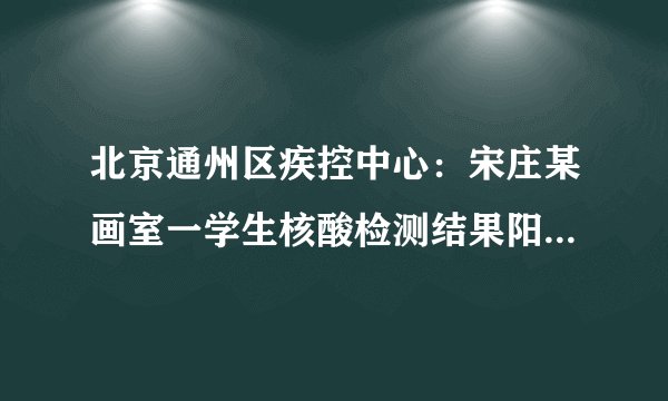 北京通州区疾控中心：宋庄某画室一学生核酸检测结果阳性|新冠肺炎|通州|北京