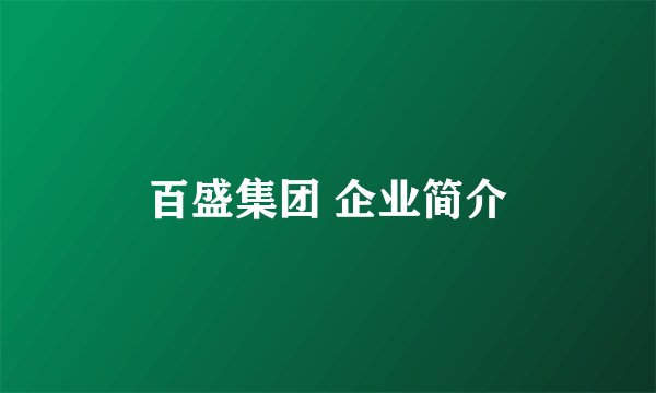 百盛集团 企业简介