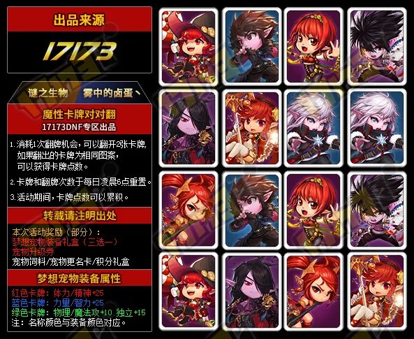 10秒轻松找到对应组合 DNF魔性卡牌对对翻答案2017