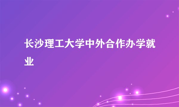 长沙理工大学中外合作办学就业