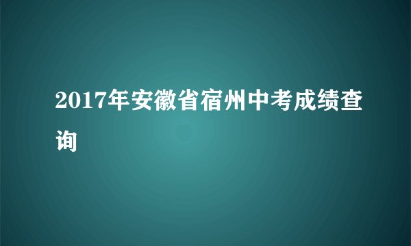 2017年安徽省宿州中考成绩查询