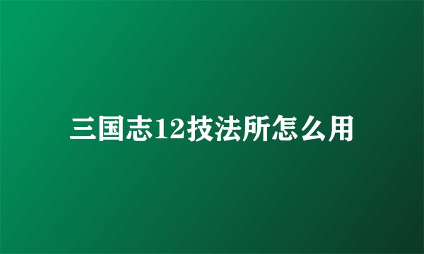 三国志12技法所怎么用