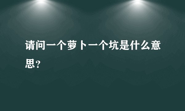 请问一个萝卜一个坑是什么意思？