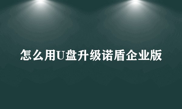 怎么用U盘升级诺盾企业版