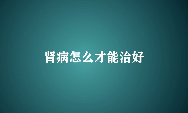 肾病怎么才能治好