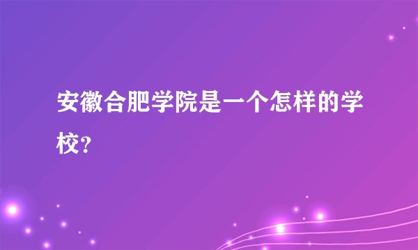 安徽合肥学院是一个怎样的学校？