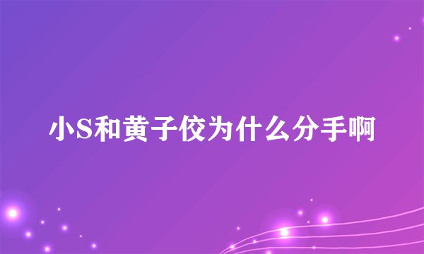 小S和黄子佼为什么分手啊