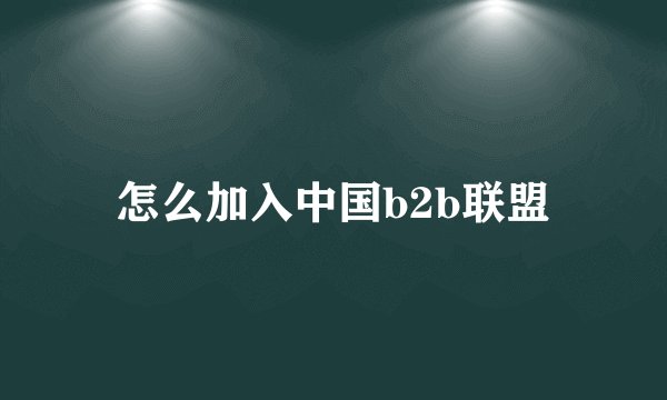 怎么加入中国b2b联盟