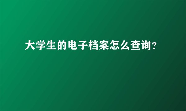 大学生的电子档案怎么查询？