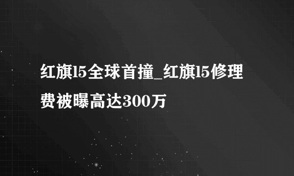 红旗l5全球首撞_红旗l5修理费被曝高达300万