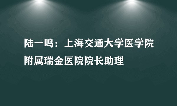 陆一鸣：上海交通大学医学院附属瑞金医院院长助理