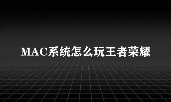 MAC系统怎么玩王者荣耀