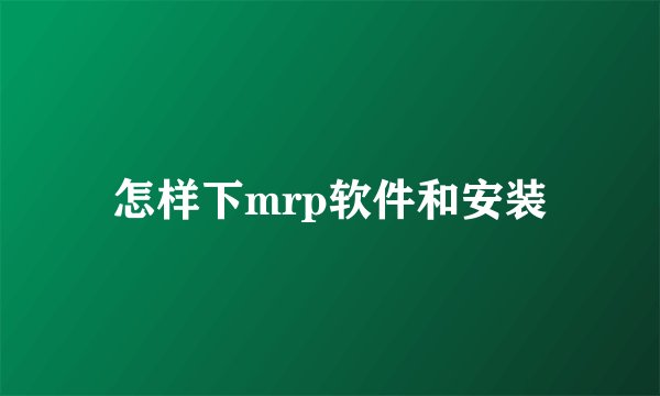 怎样下mrp软件和安装