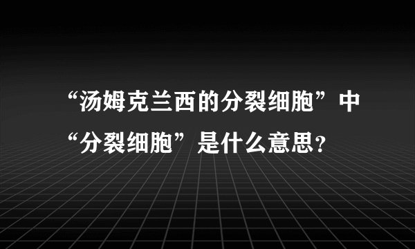 “汤姆克兰西的分裂细胞”中“分裂细胞”是什么意思？