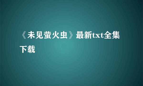 《未见萤火虫》最新txt全集下载