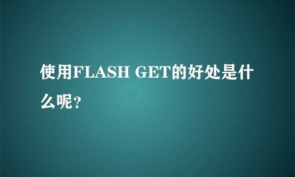 使用FLASH GET的好处是什么呢？
