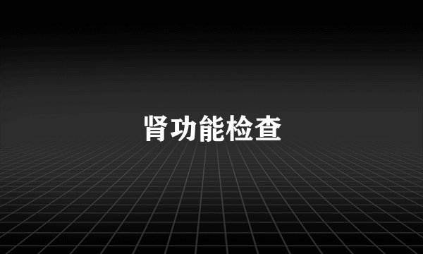 肾功能检查