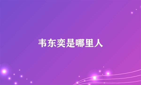 韦东奕是哪里人