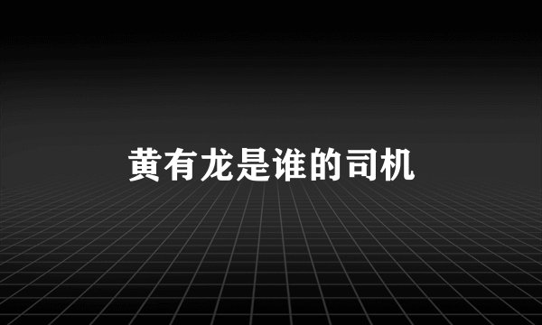黄有龙是谁的司机