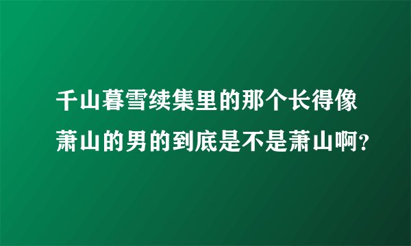 千山暮雪续集里的那个长得像萧山的男的到底是不是萧山啊？