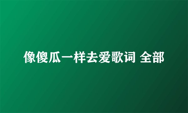 像傻瓜一样去爱歌词 全部