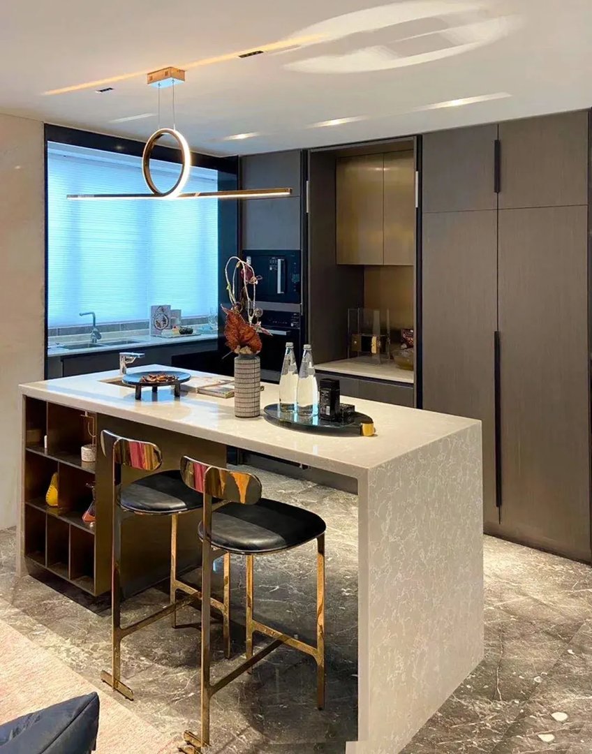 不锈钢、玻璃元素+低饱和度灰,打造完美意式现代轻奢风~