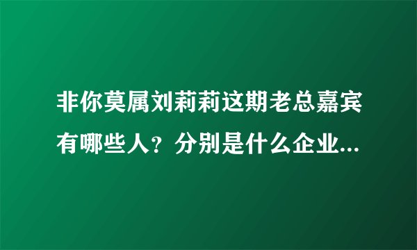 非你莫属刘莉莉这期老总嘉宾有哪些人？分别是什么企业的老总？