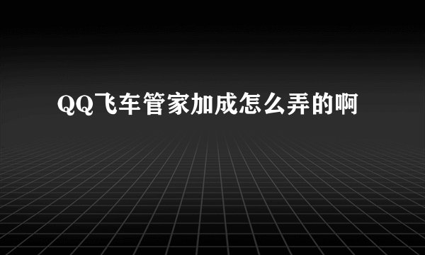 QQ飞车管家加成怎么弄的啊