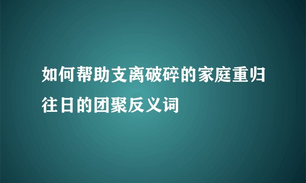 如何帮助支离破碎的家庭重归往日的团聚反义词