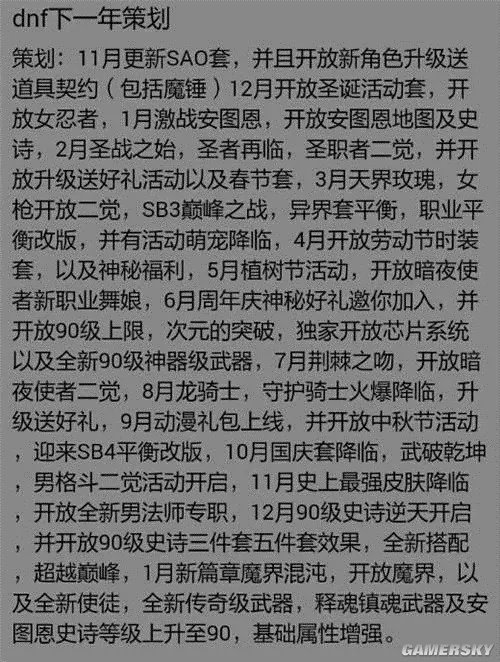 DNF2015年度更新计划遭曝光？90级即将开放