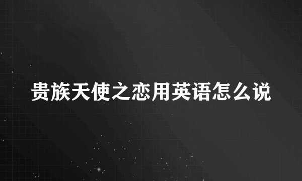贵族天使之恋用英语怎么说