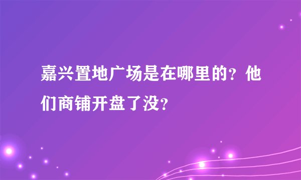 嘉兴置地广场是在哪里的？他们商铺开盘了没？