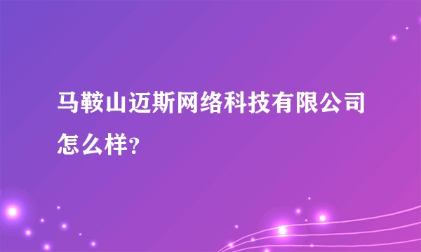 马鞍山迈斯网络科技有限公司怎么样？